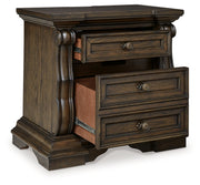 Maylee Queen Upholstered Bed with 2 Nightstands in Dark Brown - PKG017035
