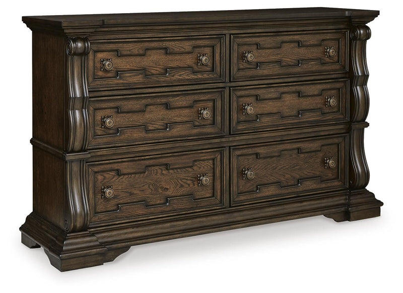 Maylee Queen Upholstered Panel Bed, Dresser and 2 Nightstands - B947B20
