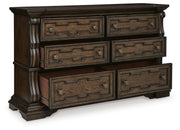 Maylee Queen Upholstered Panel Bed, Dresser and 2 Nightstands - B947B20