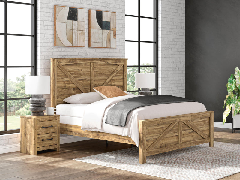 Maystonna Brown King Crossbuck Panel Bed - PCB1580B6
