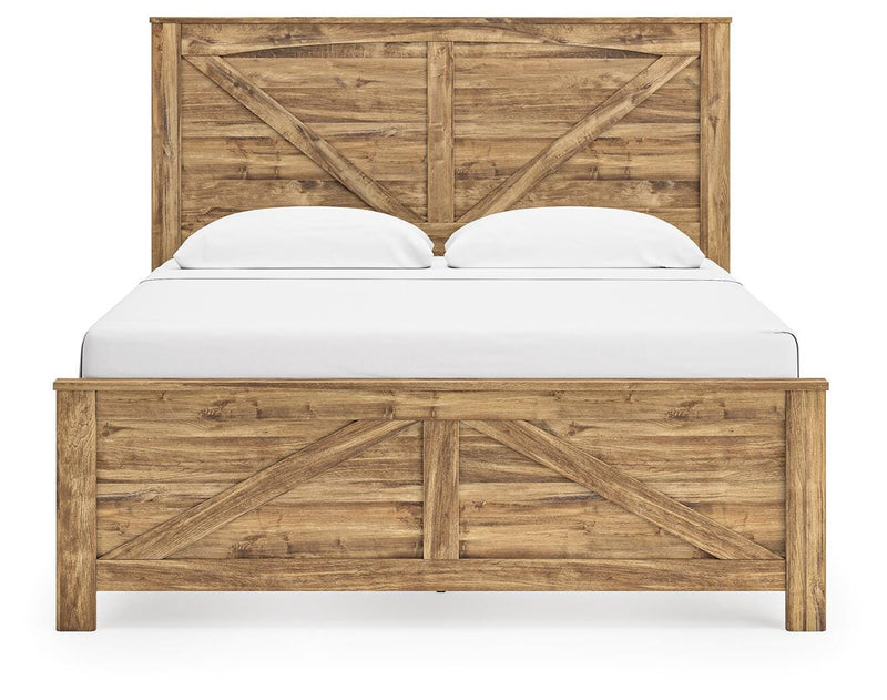 Maystonna King Crossbuck Panel Bed, Dresser, Mirror and Nightstand - PCB1580B9