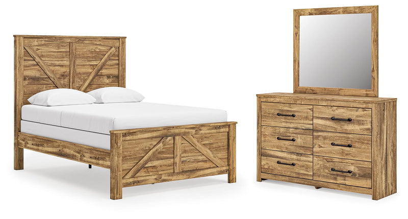 Maystonna Queen Crossbuck Panel Bed, Dresser and Mirror - PCB1580B3