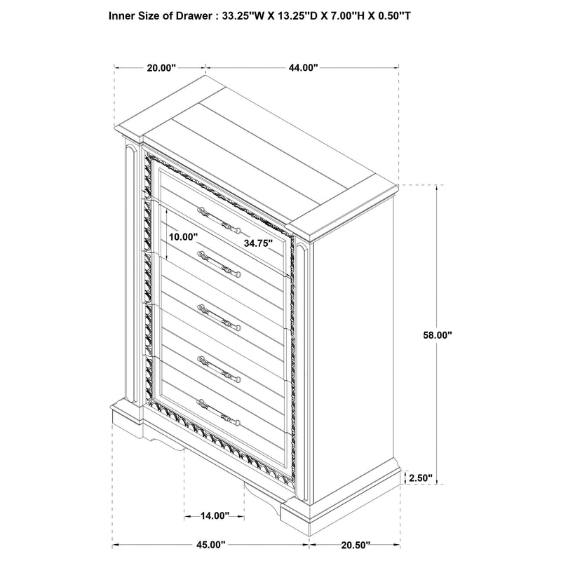 McKinney 5-drawer Bedroom Chest of Drawers Vintage White - 215875
