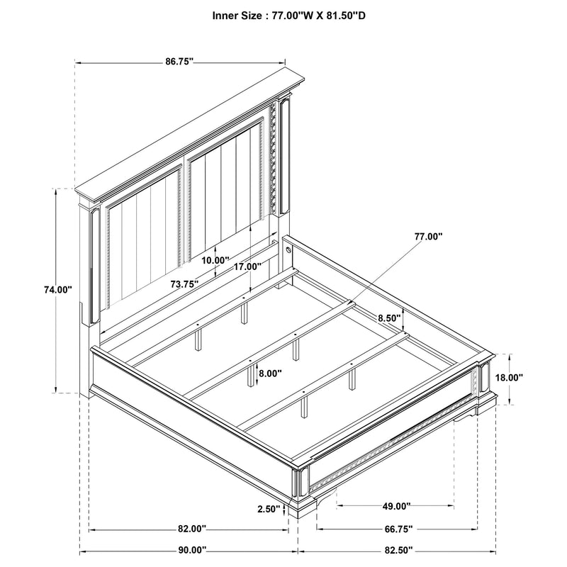 McKinney Eastern King LED Light Panel Bed Vintage White - 215871KE