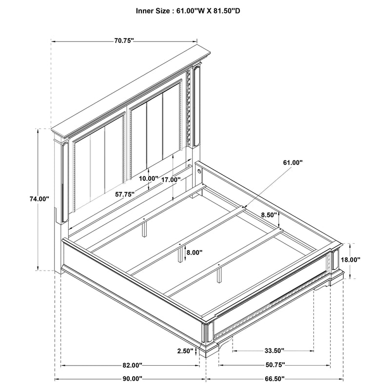 McKinney Queen LED Light Panel Bed Vintage White - 215871Q