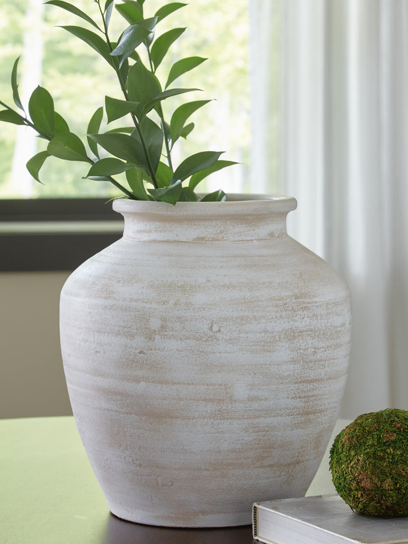 Meadie Distressed White Vase - A2000788