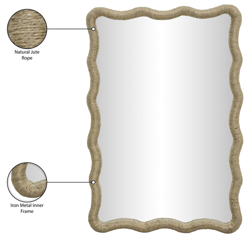 Meadow 24" W x 36" H Jute Rope Frame Mirror in Natural - 66017Natural-M