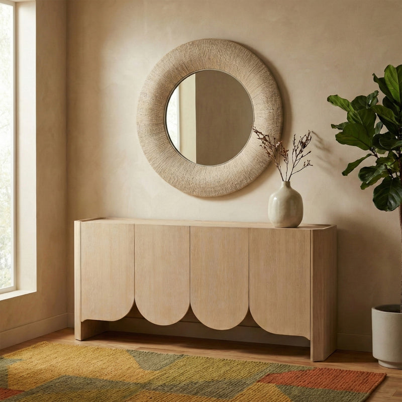 Meadow 36" W x 36" H 36" Jute Rope Frame Mirror in Natural - 66018Natural-M