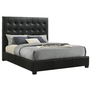 Medley Genuine Leather Queen Panel Platform Bed Black - 315911BLKQ