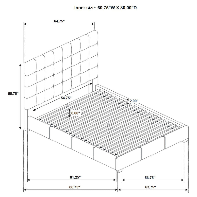 Medley Genuine Leather Queen Panel Platform Bed Black - 315911BLKQ
