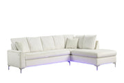 Melina - 2PC Beige L Shaped Upholstered Sectional With LED - S572-Sectional