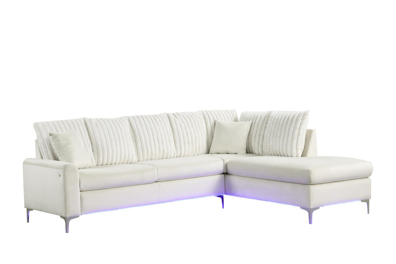 Melina - 2PC Beige L Shaped Upholstered Sectional With LED - S572-Sectional