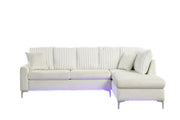 Melina - 2PC Beige L Shaped Upholstered Sectional With LED - S572-Sectional