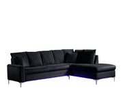 Melina - 2PC Black L Shaped Upholstered Sectional with LED - S570-Sectional