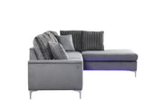 Melina - 2PC Gray L Shaped Upholstered Sectional With LED - S571-Sectional