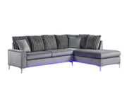 Melina - 2PC Gray L Shaped Upholstered Sectional With LED - S571-Sectional