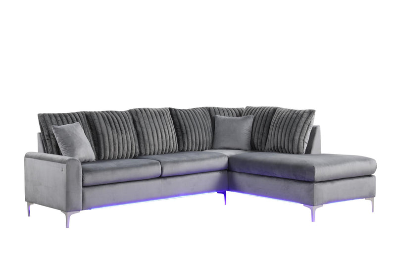 Melina - 2PC Gray L Shaped Upholstered Sectional With LED - S571-Sectional