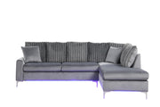 Melina - 2PC Gray L Shaped Upholstered Sectional With LED - S571-Sectional