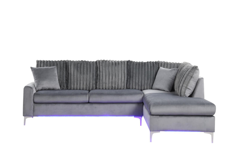 Melina - 2PC Gray L Shaped Upholstered Sectional With LED - S571-Sectional