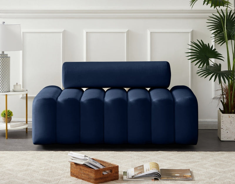 Melody 58" Velvet Upholstered Loveseat in Blue - 647Navy-L