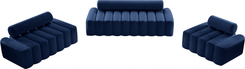 Melody 58" Velvet Upholstered Loveseat in Blue - 647Navy-L