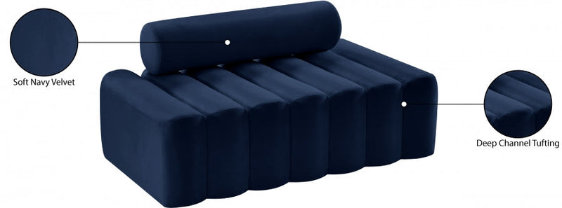 Melody 58" Velvet Upholstered Loveseat in Blue - 647Navy-L