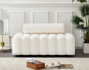 Melody 58" Velvet Upholstered Loveseat in Cream - 647Cream-L