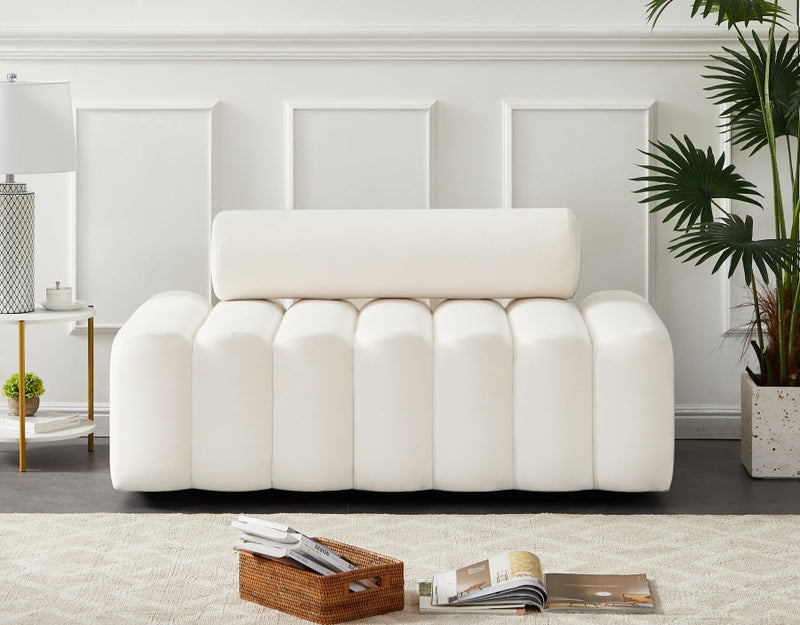 Melody 58" Velvet Upholstered Loveseat in Cream - 647Cream-L