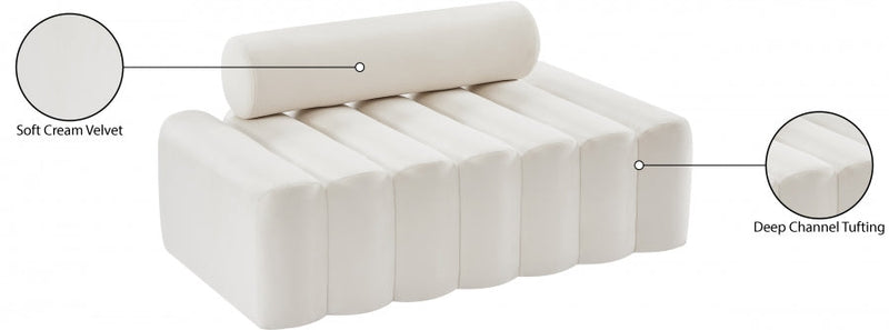 Melody 58" Velvet Upholstered Loveseat in Cream - 647Cream-L