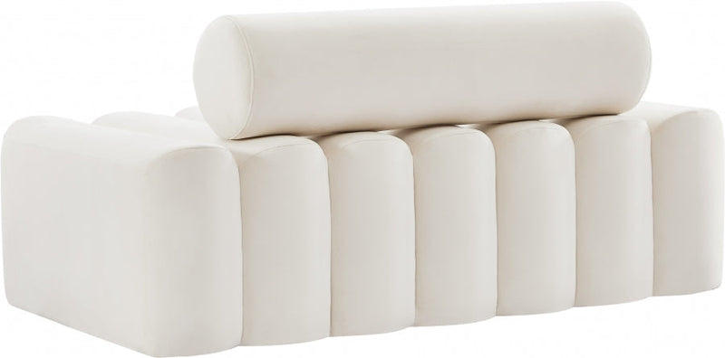 Melody 58" Velvet Upholstered Loveseat in Cream - 647Cream-L