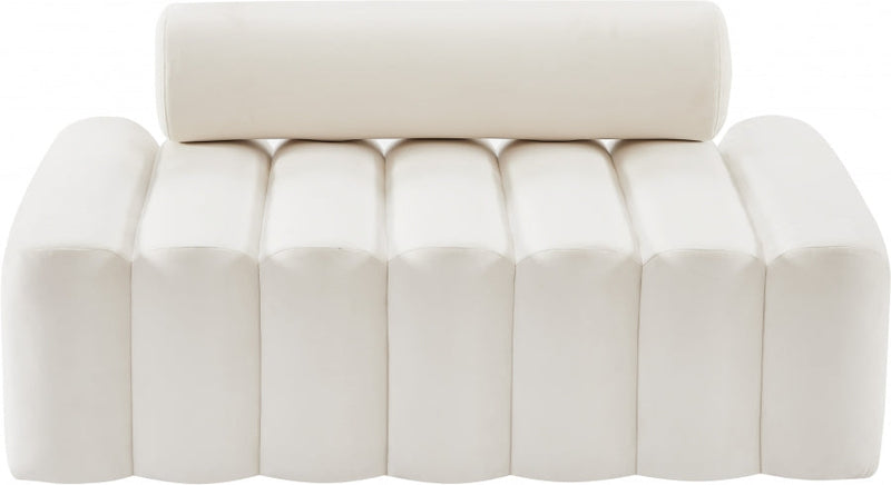 Melody 58" Velvet Upholstered Loveseat in Cream - 647Cream-L