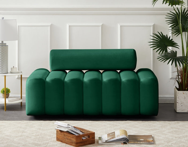 Melody 58" Velvet Upholstered Loveseat in Green - 647Green-L