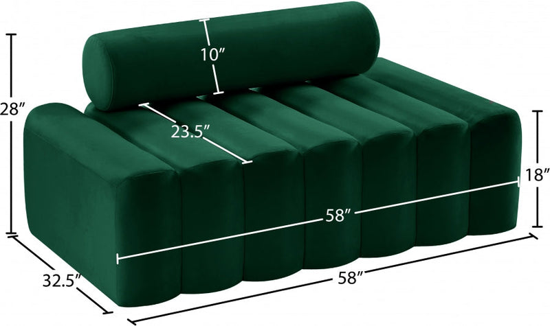 Melody 58" Velvet Upholstered Loveseat in Green - 647Green-L