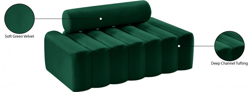 Melody 58" Velvet Upholstered Loveseat in Green - 647Green-L
