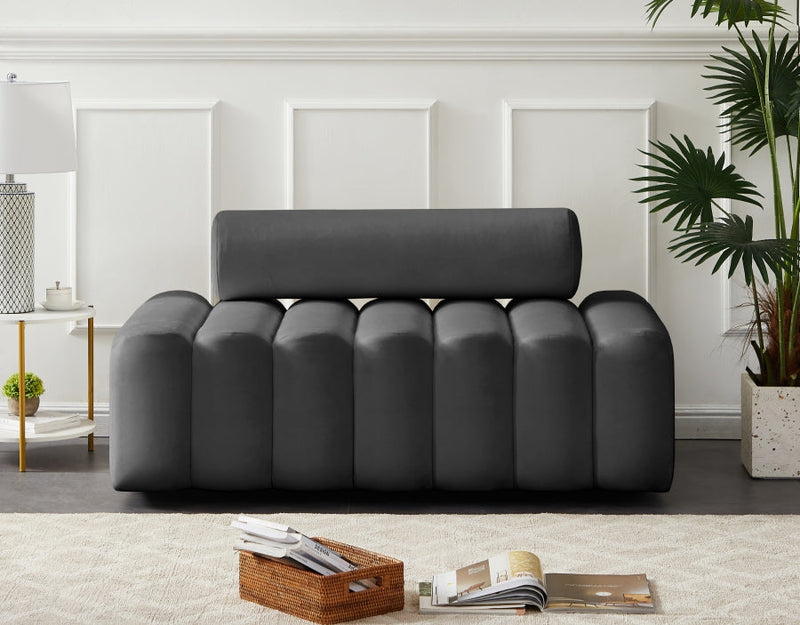 Melody 58" Velvet Upholstered Loveseat in Grey - 647Grey-L