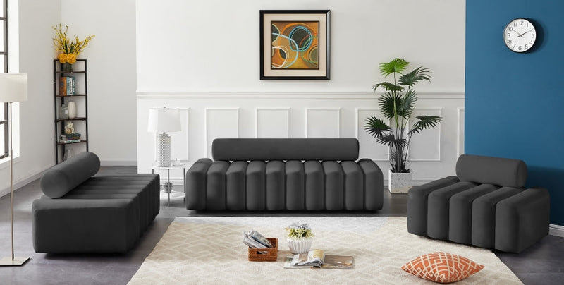 Melody 58" Velvet Upholstered Loveseat in Grey - 647Grey-L