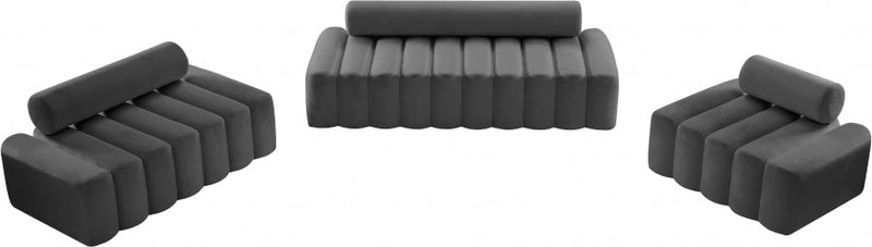 Melody 58" Velvet Upholstered Loveseat in Grey - 647Grey-L