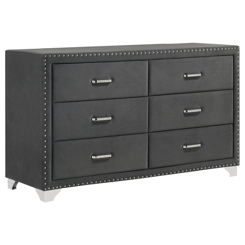 Melody 6-drawer Upholstered Dresser Grey - 223383