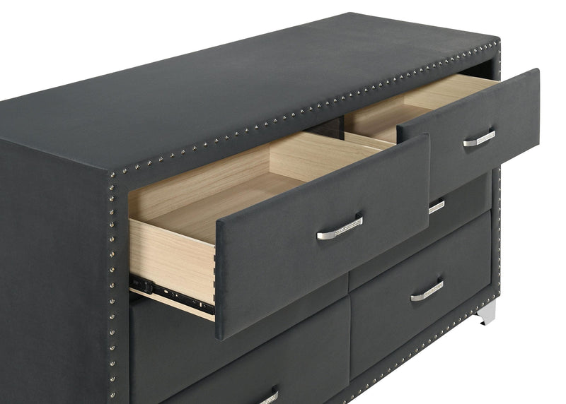 Melody 6-drawer Upholstered Dresser Grey - 223383