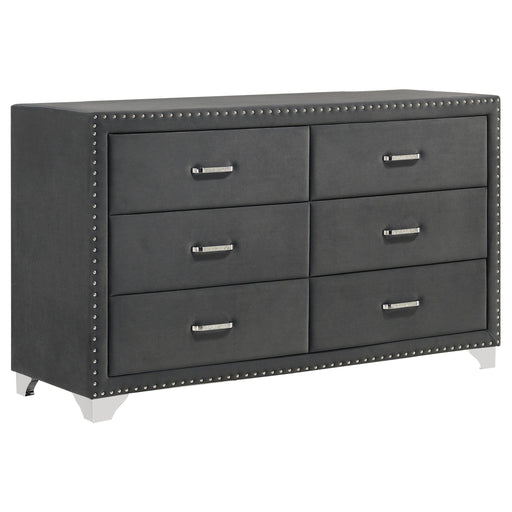 Melody 6-drawer Upholstered Dresser Grey - 223383