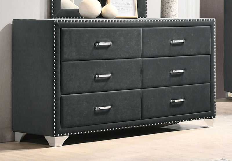 Melody 6-drawer Upholstered Dresser Grey - 223383