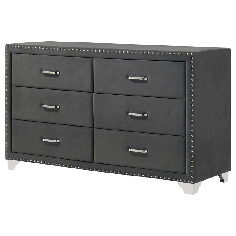 Melody 6-drawer Upholstered Dresser Grey - 223383