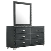 Melody 6-drawer Upholstered Dresser with Mirror Grey - 223383M