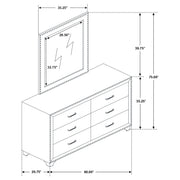 Melody 6-drawer Upholstered Dresser with Mirror Pacific Blue - 223373M