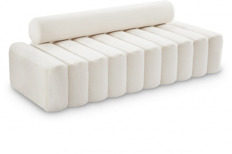 Melody 83.5" Velvet Upholstered Sofa in Cream - 647Cream-S