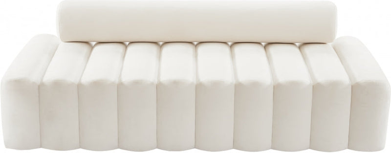 Melody 83.5" Velvet Upholstered Sofa in Cream - 647Cream-S