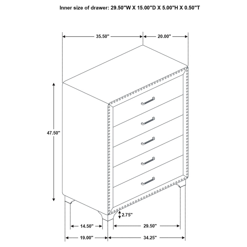 Melody Upholstered 2-drawer Nightstand Grey - 223382
