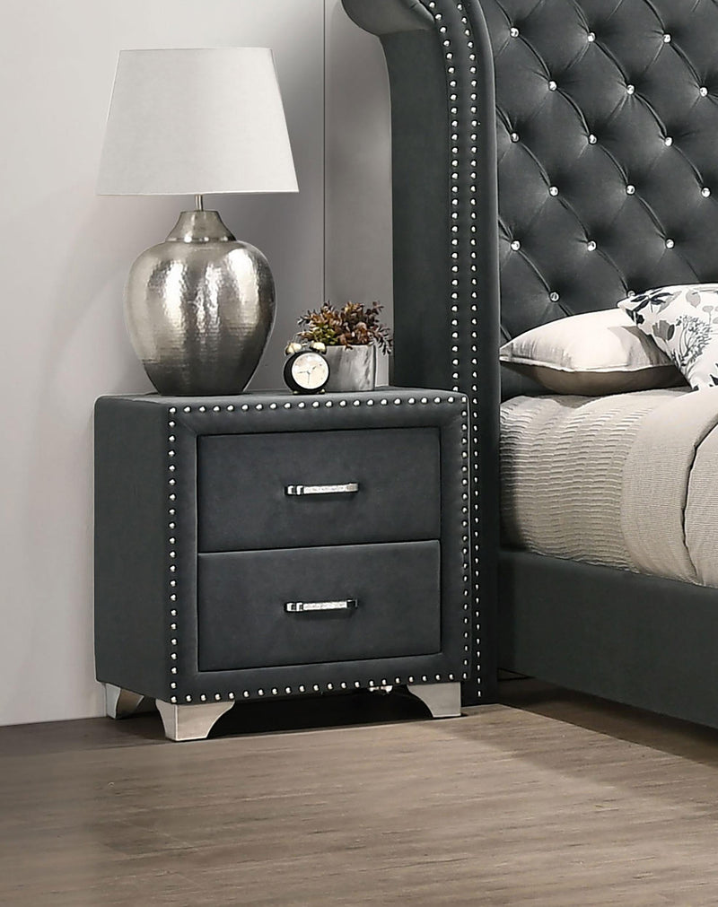 Melody Upholstered 2-drawer Nightstand Grey - 223382