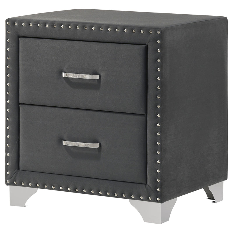 Melody Upholstered 2-drawer Nightstand Grey - 223382