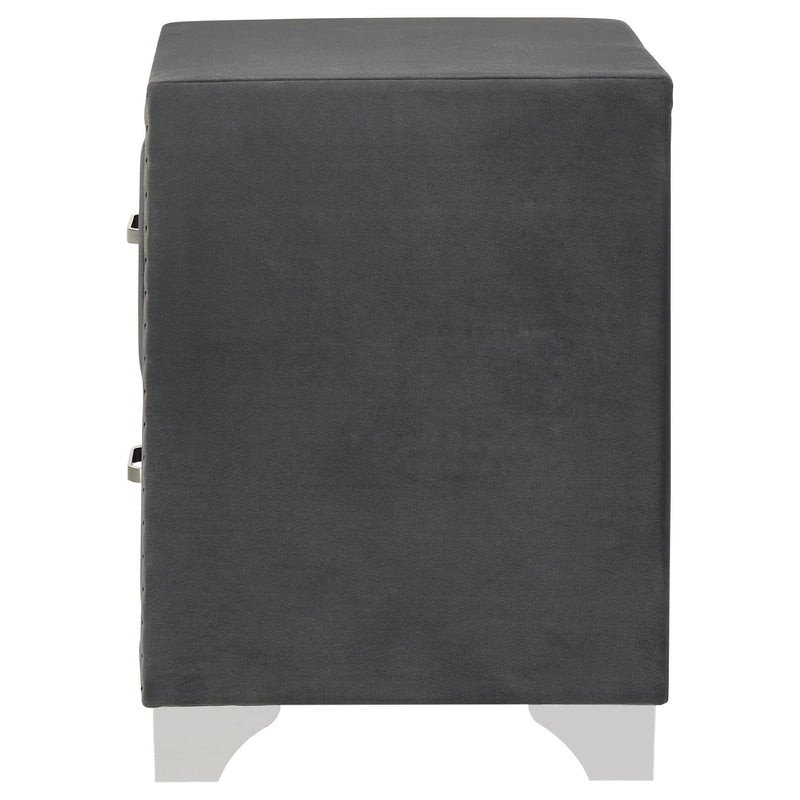 Melody Upholstered 2-drawer Nightstand Grey - 223382